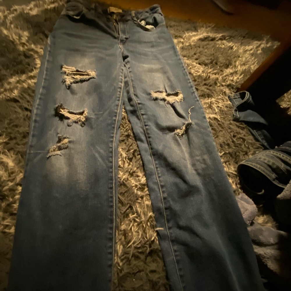 Distressed Blue Jeans